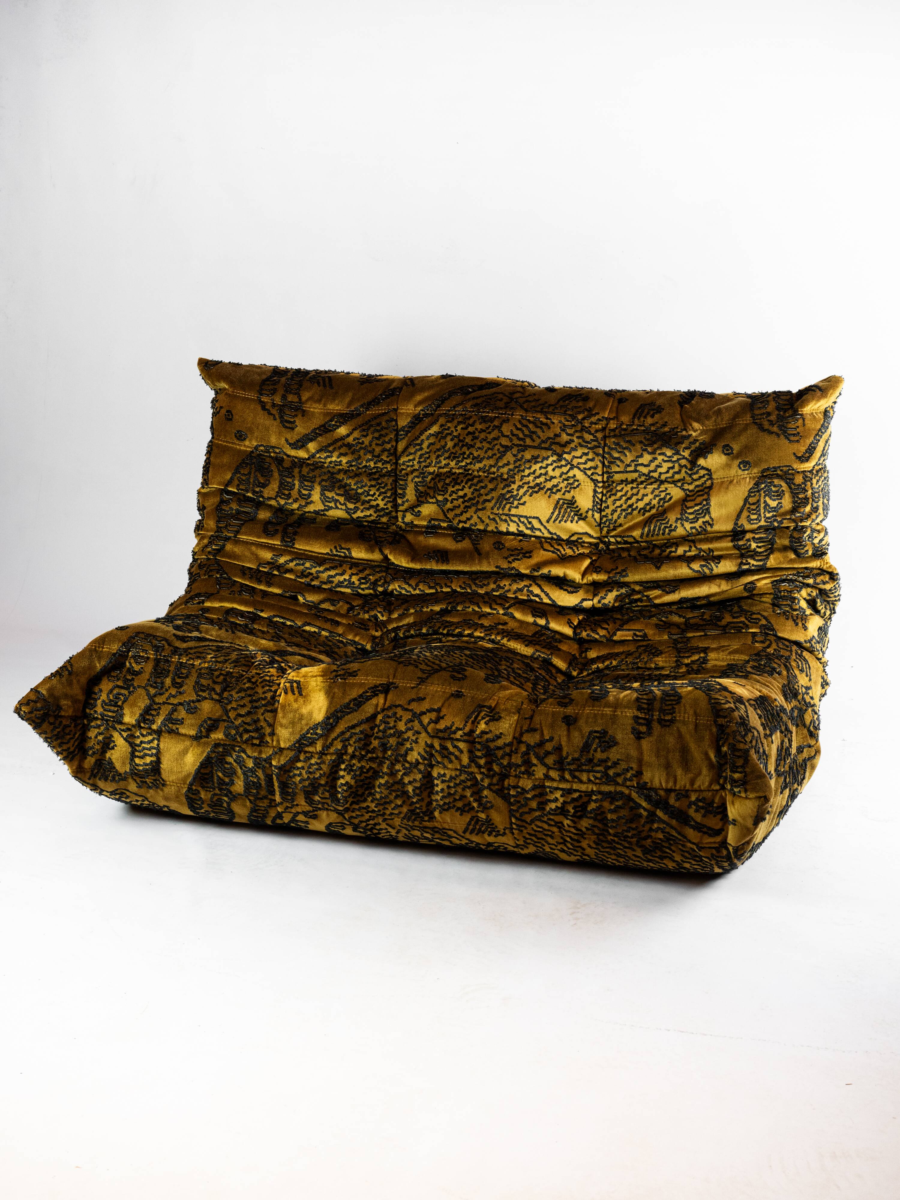 Togo 2-seater sofa Ligne Roset Mountain Tiger fabric by Dedar