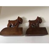 Pair of wooden bookends with Scottish Terrier dog design, 1950s