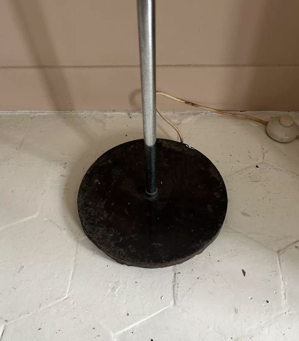 Monix vintage adjustable floor lamp, chrome and brown lacquered metal