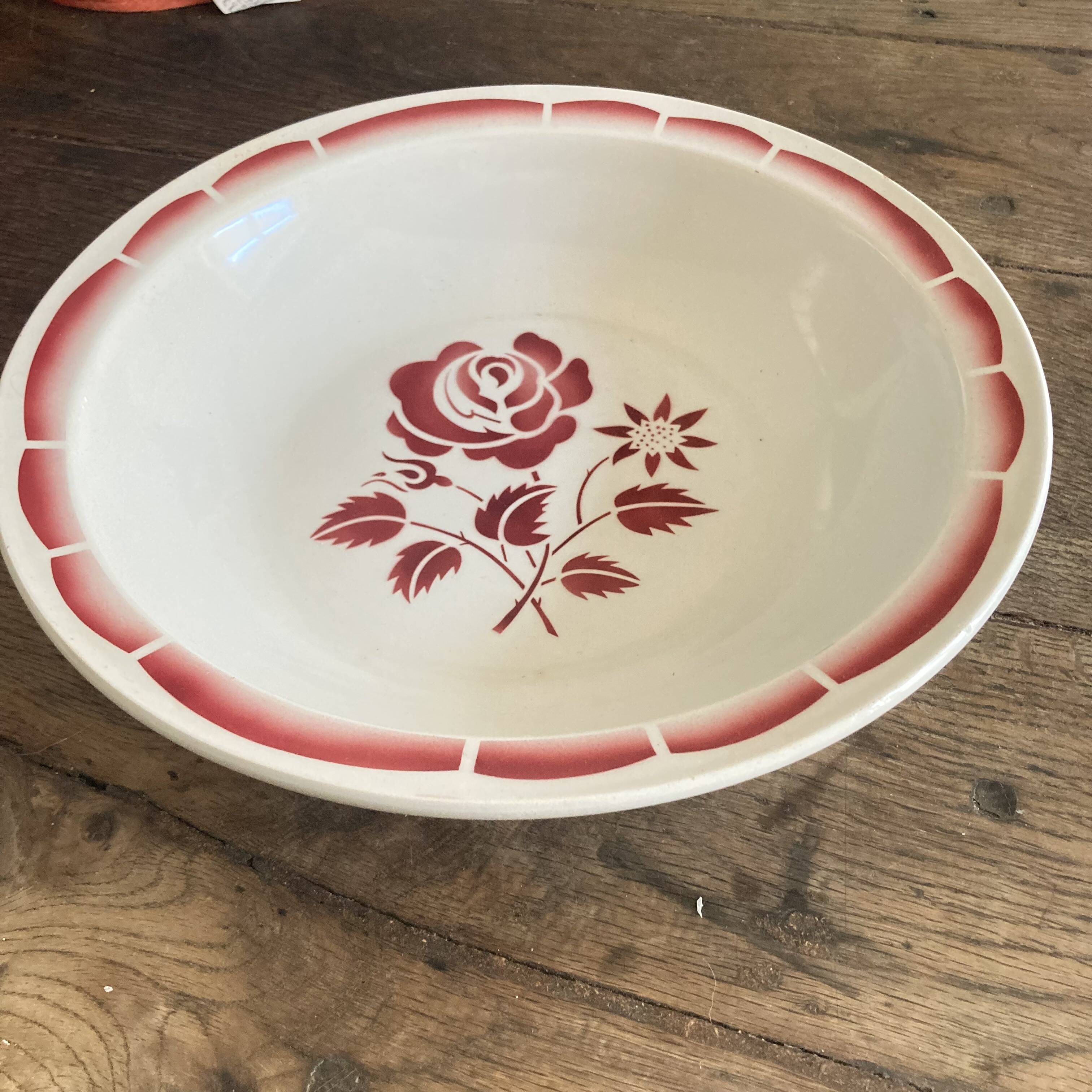 Antique flowered hollow dish