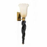 Pair of Italian Murano Glass  Sconces with Gold Dust Inclusions and Brass