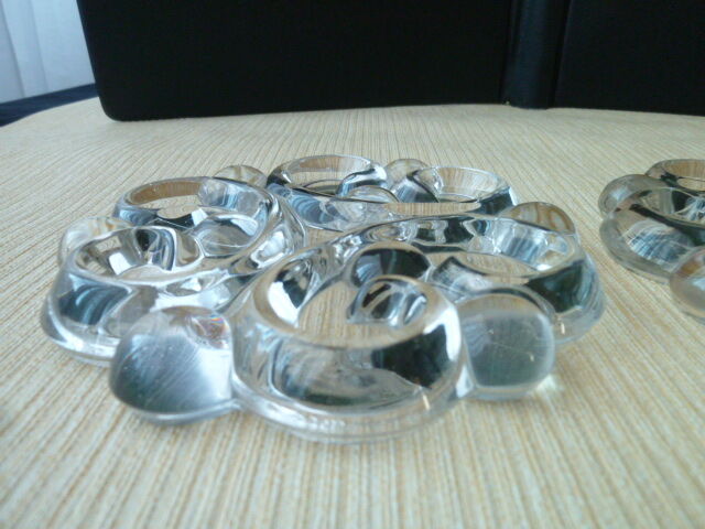 Pair of glass bottle coasters Embossed décor