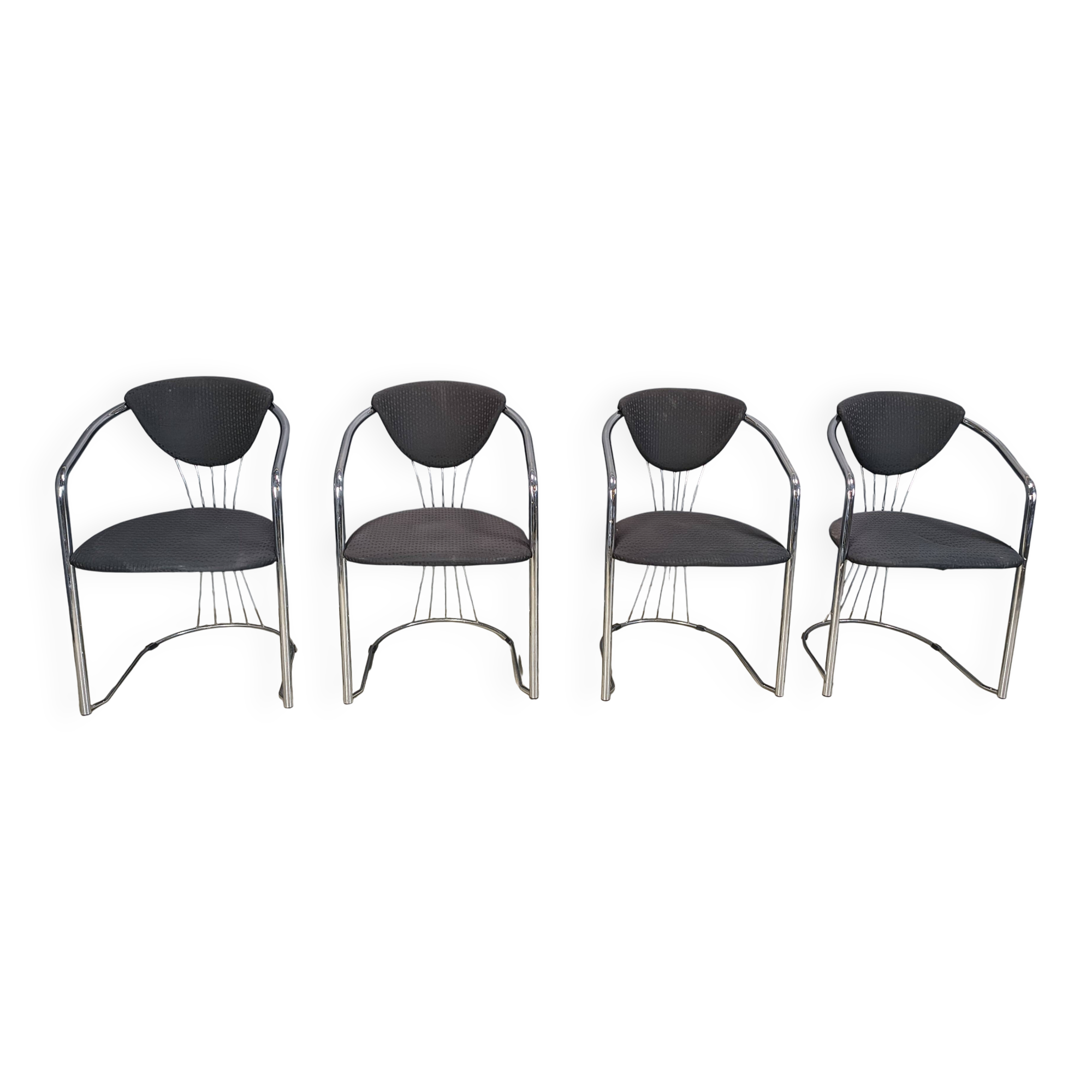 Vintage chrome dining chairs by Effezeta, 1970s - set of 4