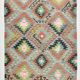 Kilim vintage tons verts et roses,motifs géométriques anatoliens,181x315 Cm