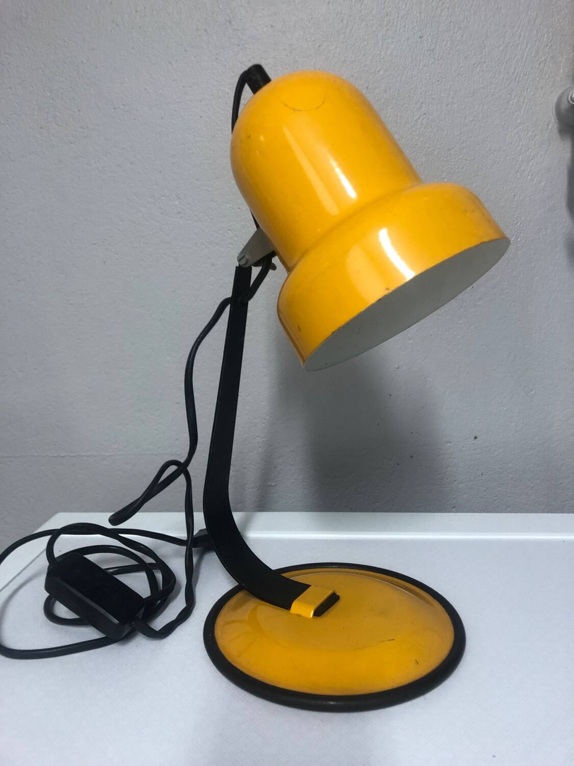 Space age 1970 yellow metal desk lamp