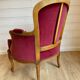 Vintage Louis XV style bergère / cabriolet armchair – Carved wood velvet