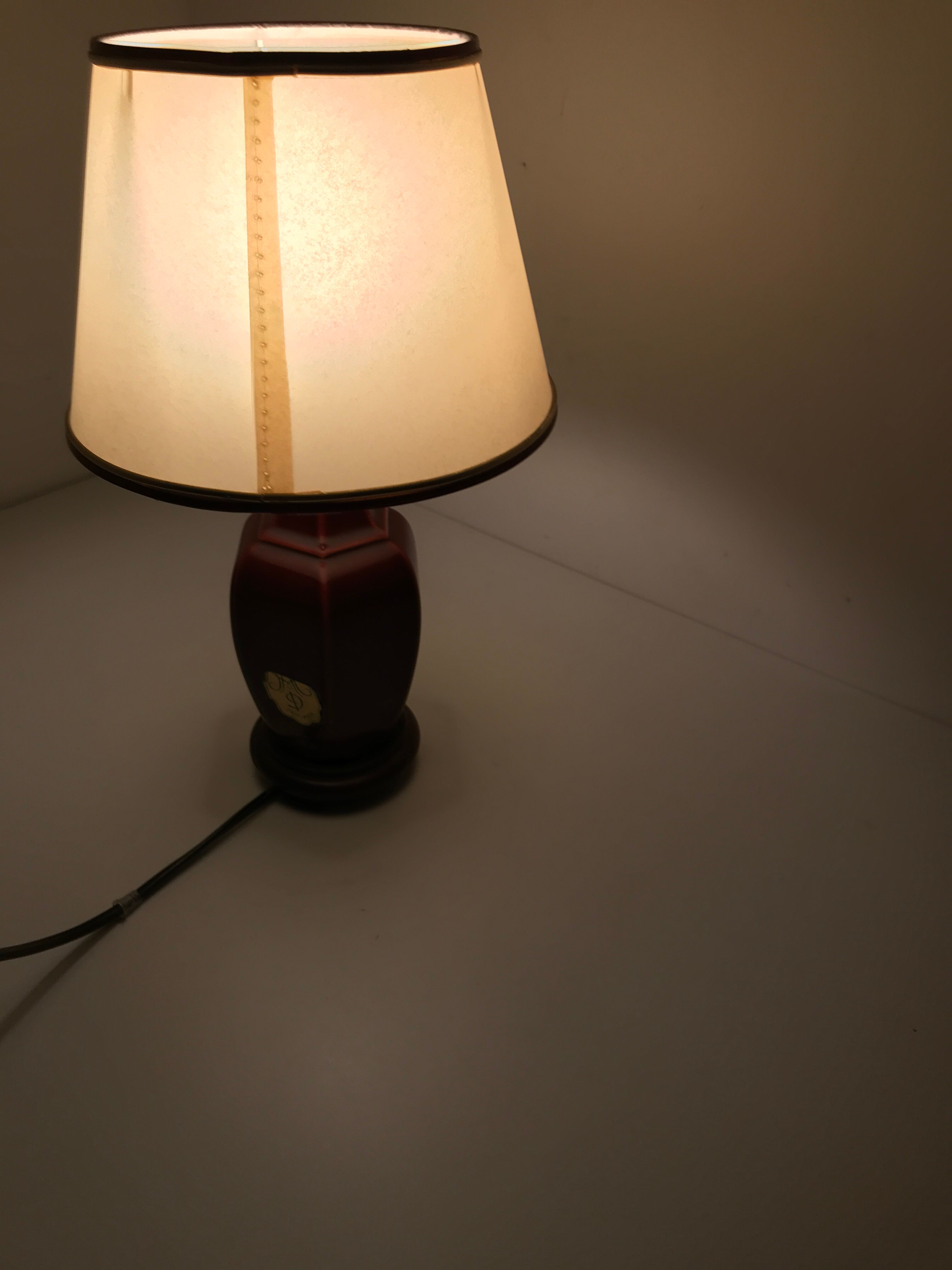Old ceramic and wood bedside lamp