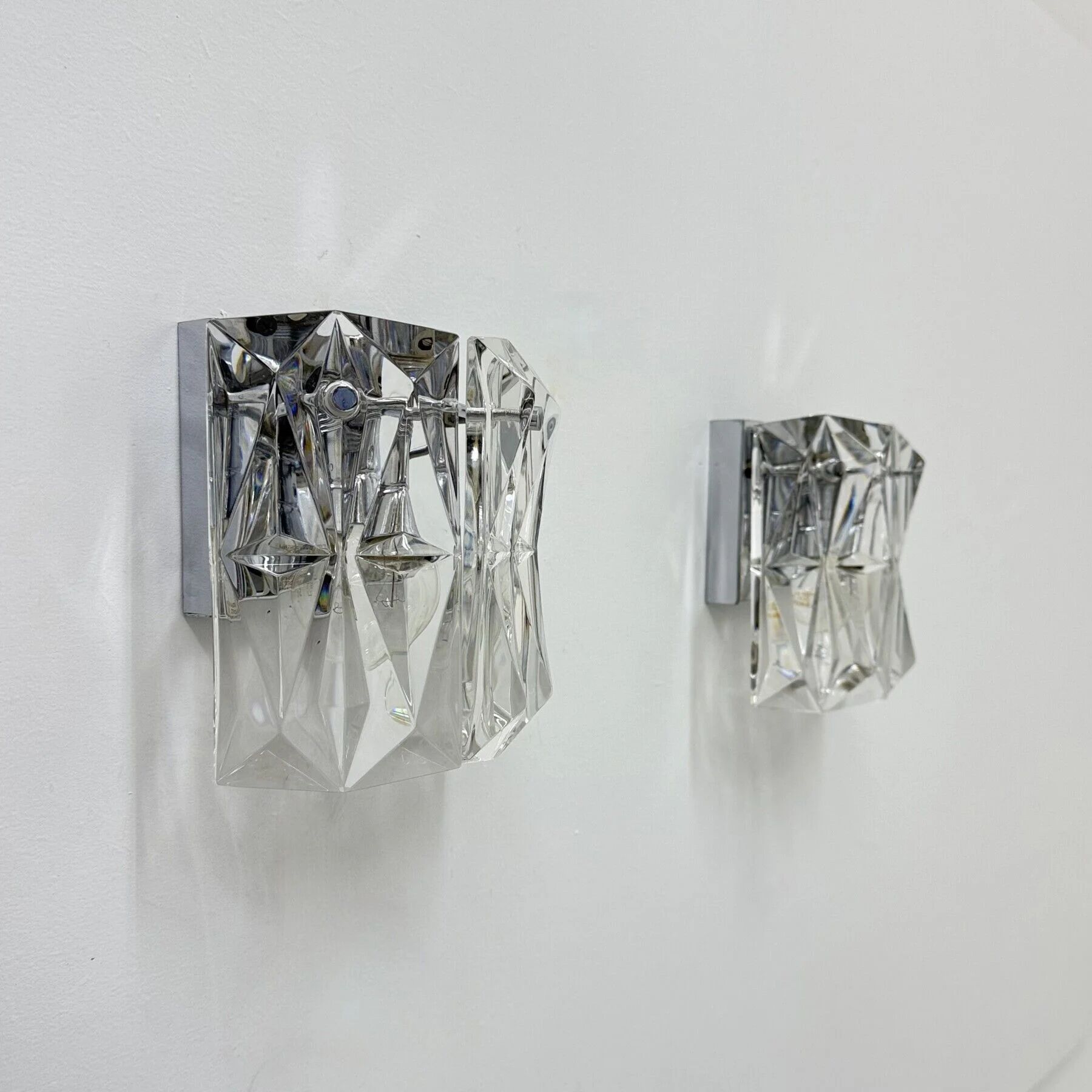 Pair of crystal sconces by Kinkeldey, Germany, 1970s