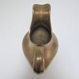 Stylized sculptural solid brass vase with handle
