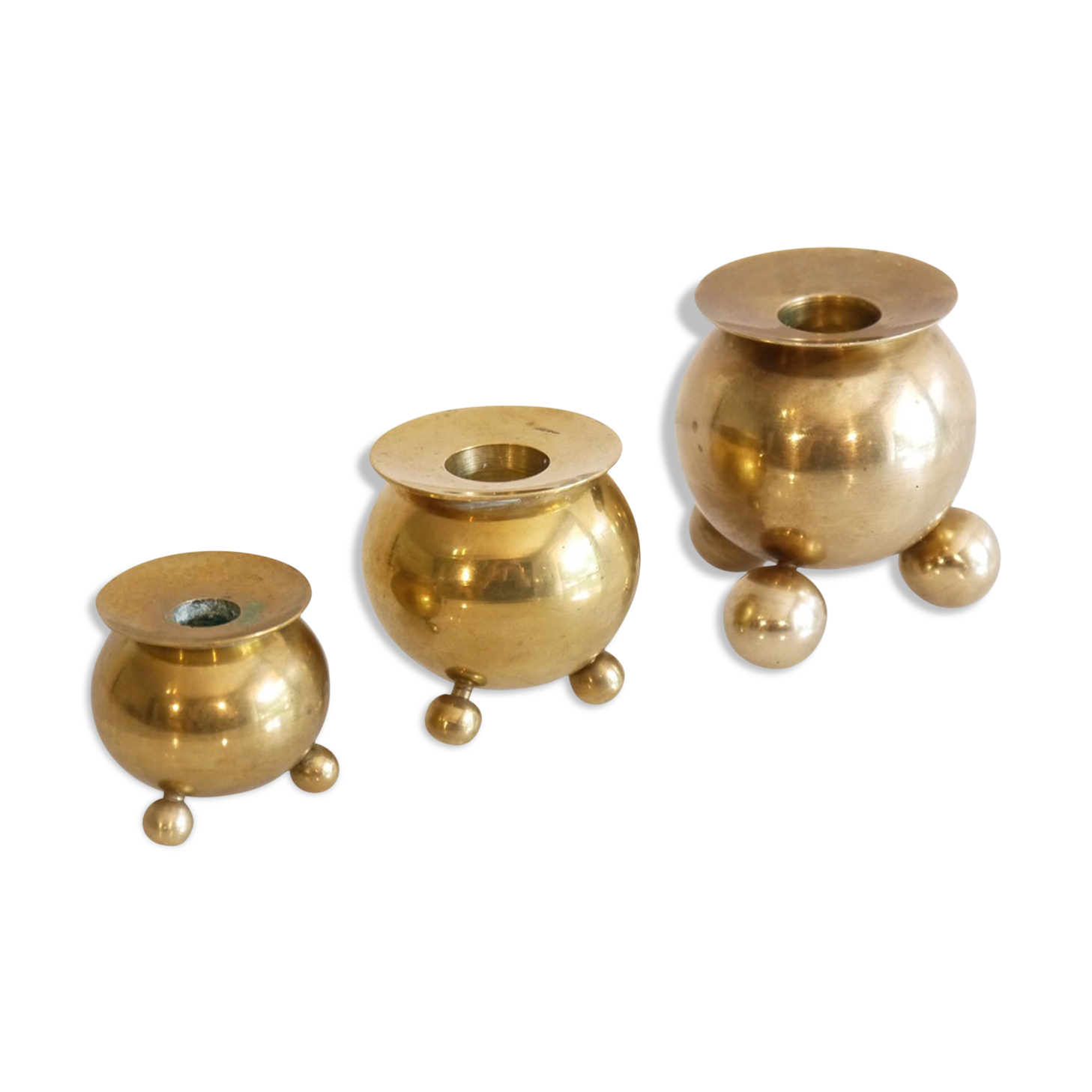 Vintage Scandinavian brass candle holders 1960