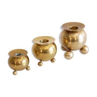 Vintage Scandinavian brass candle holders 1960