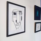 Vinyl paint on solid cardboard in a glazed black frame