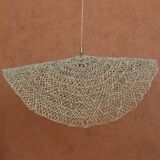 Handmade wicker hanging basket with brass finish