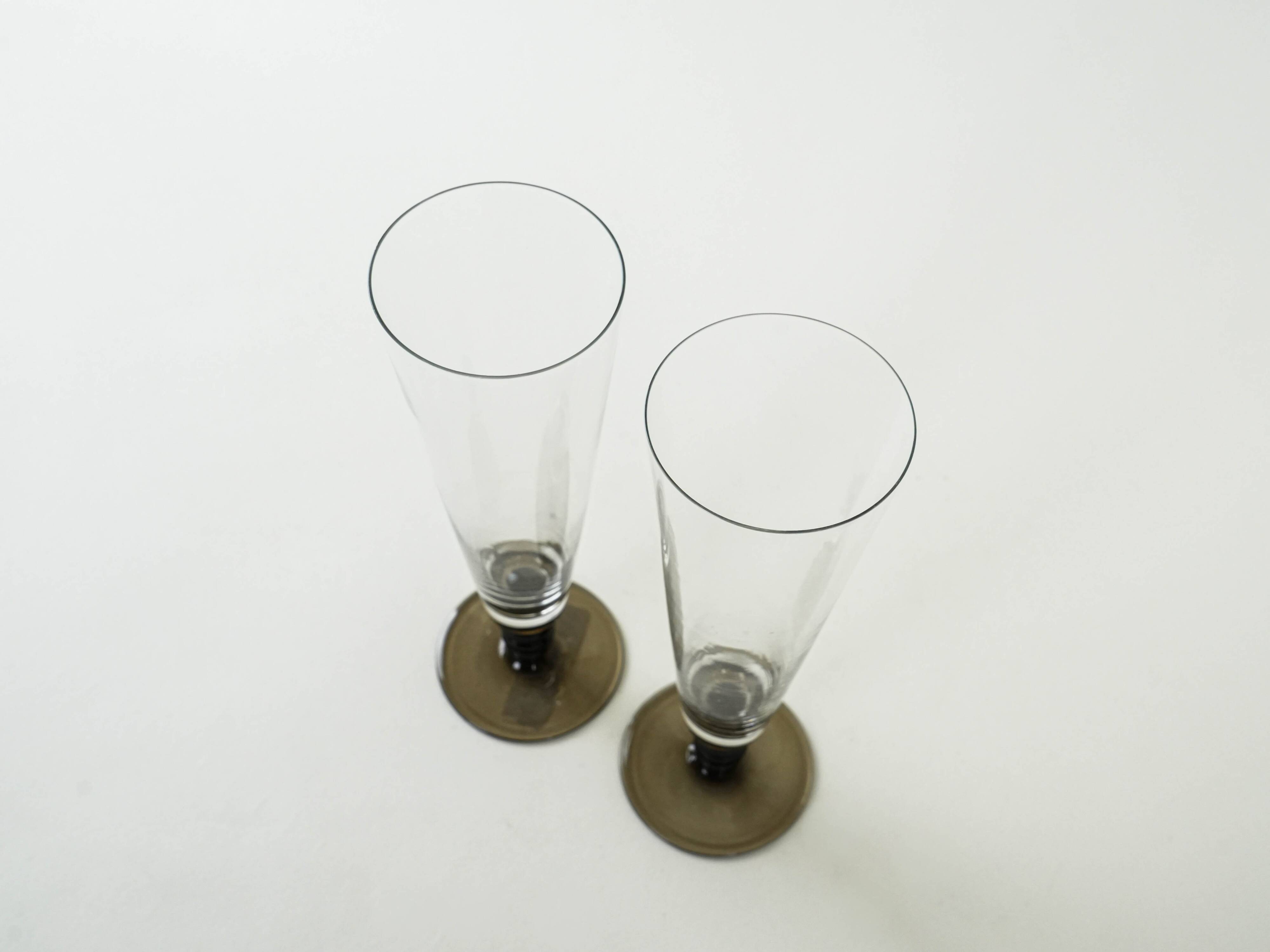 Pair of champagne glasses, Italian design, 1970s, production: Italy