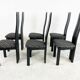 Set of 6 black wooden high back dining chairs - 1980s