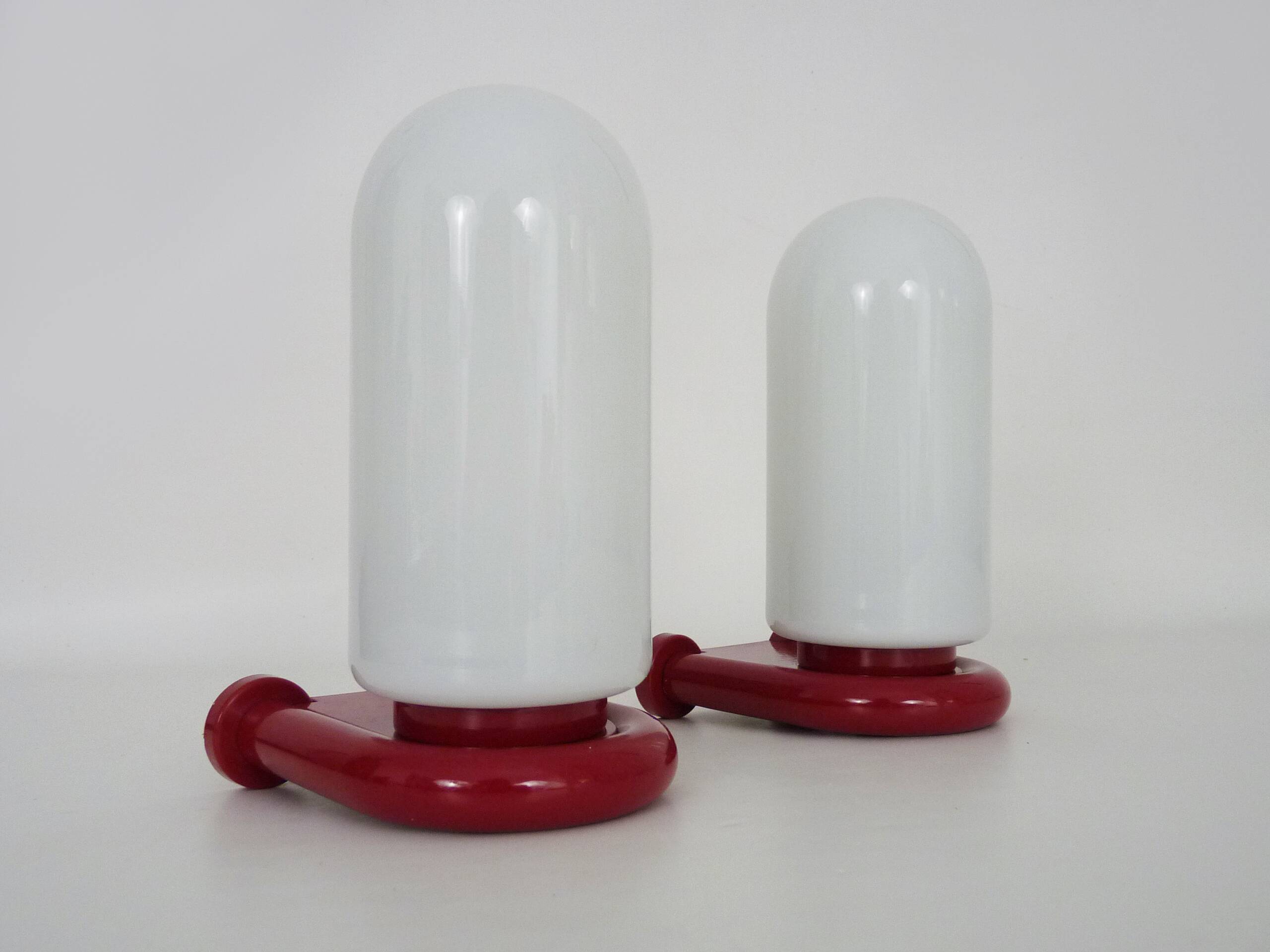 Pair of red and white Space Age wall lights 60s 70s