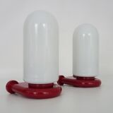 Pair of red and white Space Age wall lights 60s 70s
