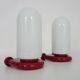 Pair of red and white Space Age wall lights 60s 70s