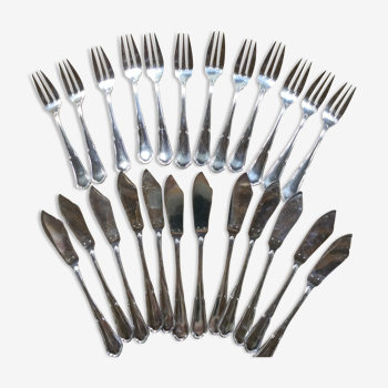 Antique silver metal fish cutlery