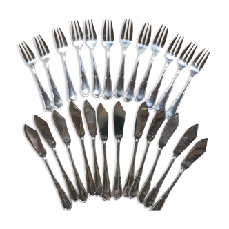 Antique silver metal fish cutlery