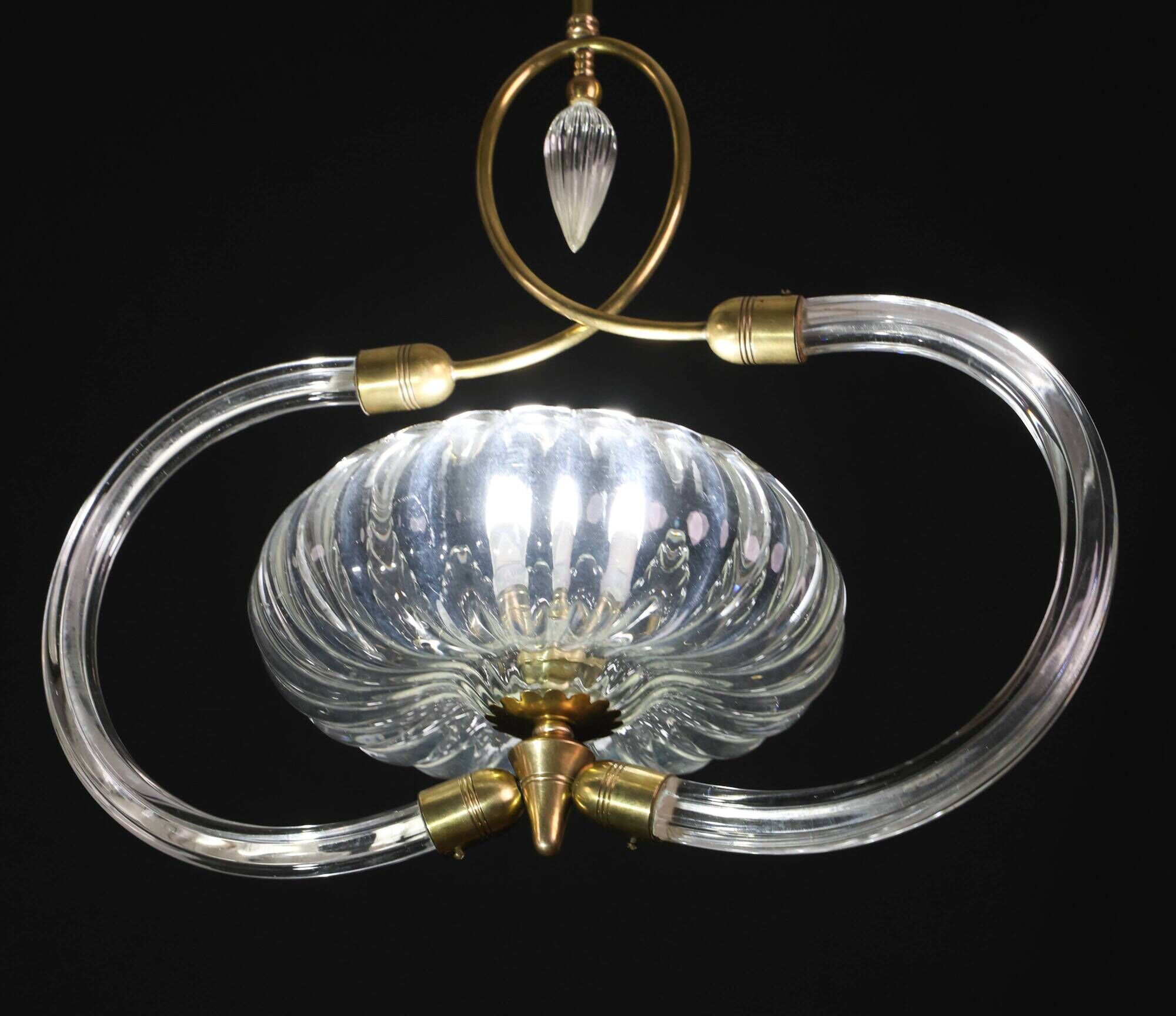 Amazing Art Decò Clear Murano Glass Chandelier by Seguso, 1940s