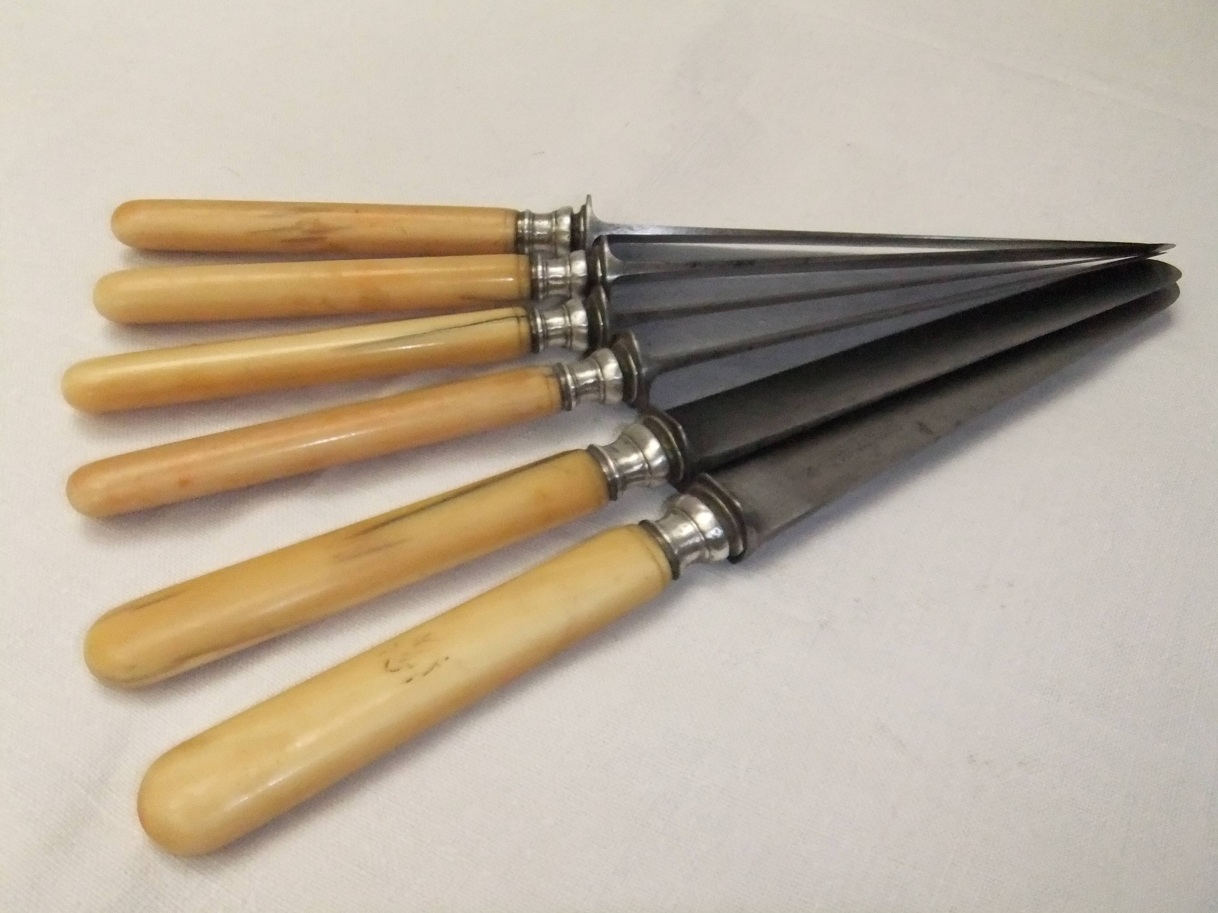 Old cutlery table knives Touron Edme Parisot