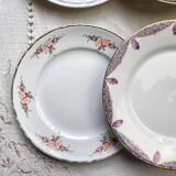6 Mismatched Vintage French Porcelain Dessert Plates