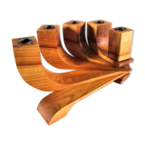 Mobile wooden candle holder design 70s