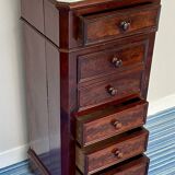 19th century mahogany and white marble bedside table