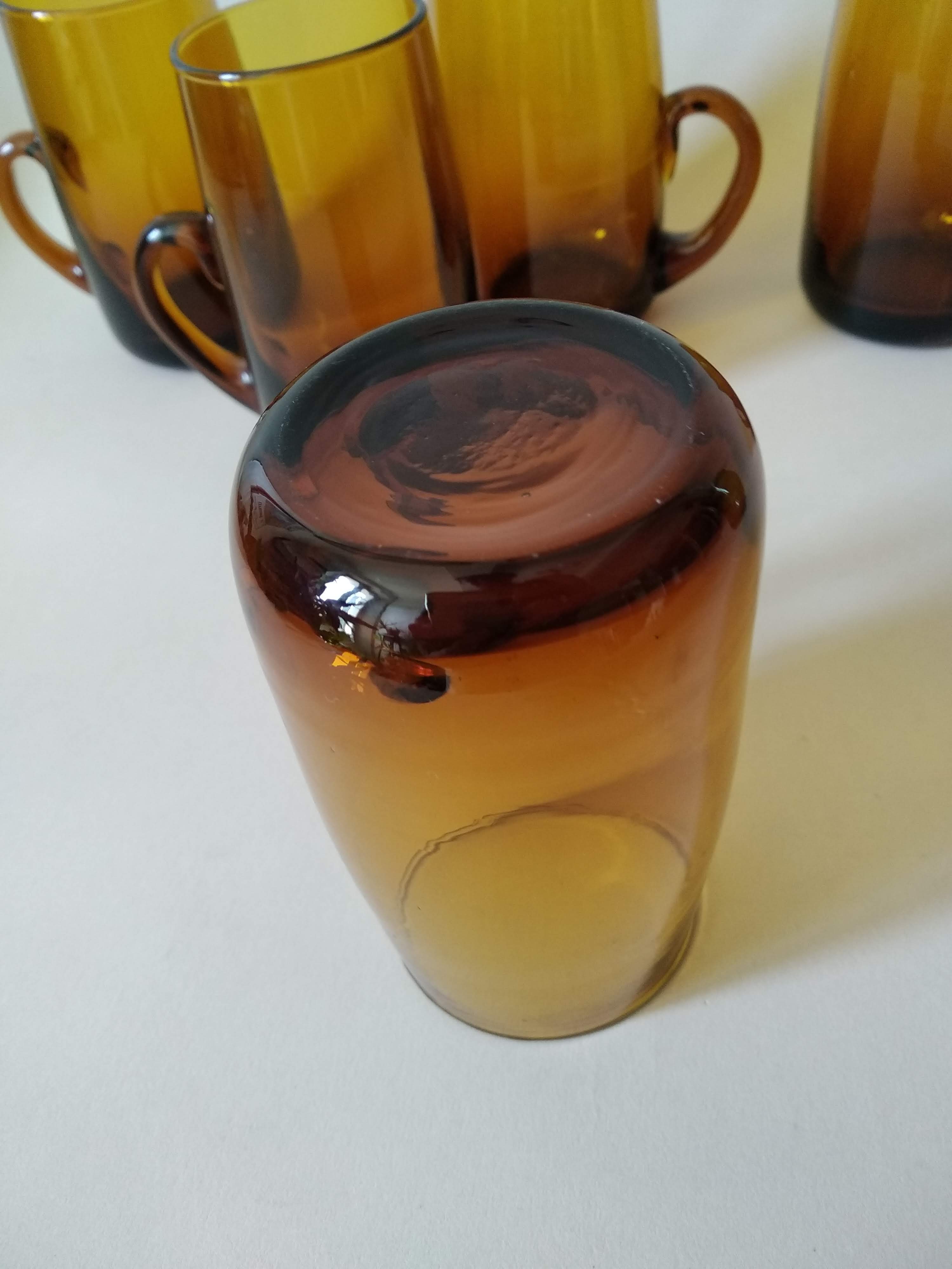 Pitcher and glasses in blown glass vintage 60s