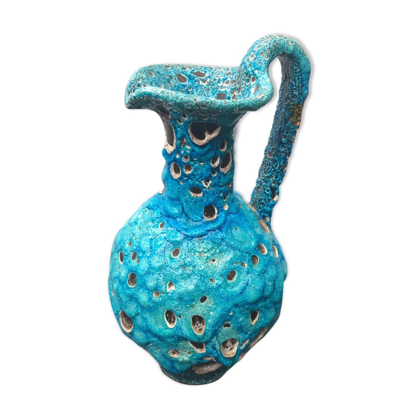 Former ceramic ewer pitcher - vintage blue ecumes