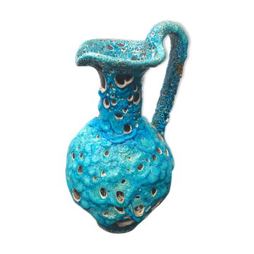 Pichet aiguière céramique avec ecumes bleu vintage