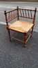 Corner chair turned wood straw seat