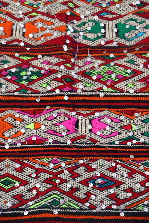 Kilim Tellisse red wool flat carpet 145 x 270 cm