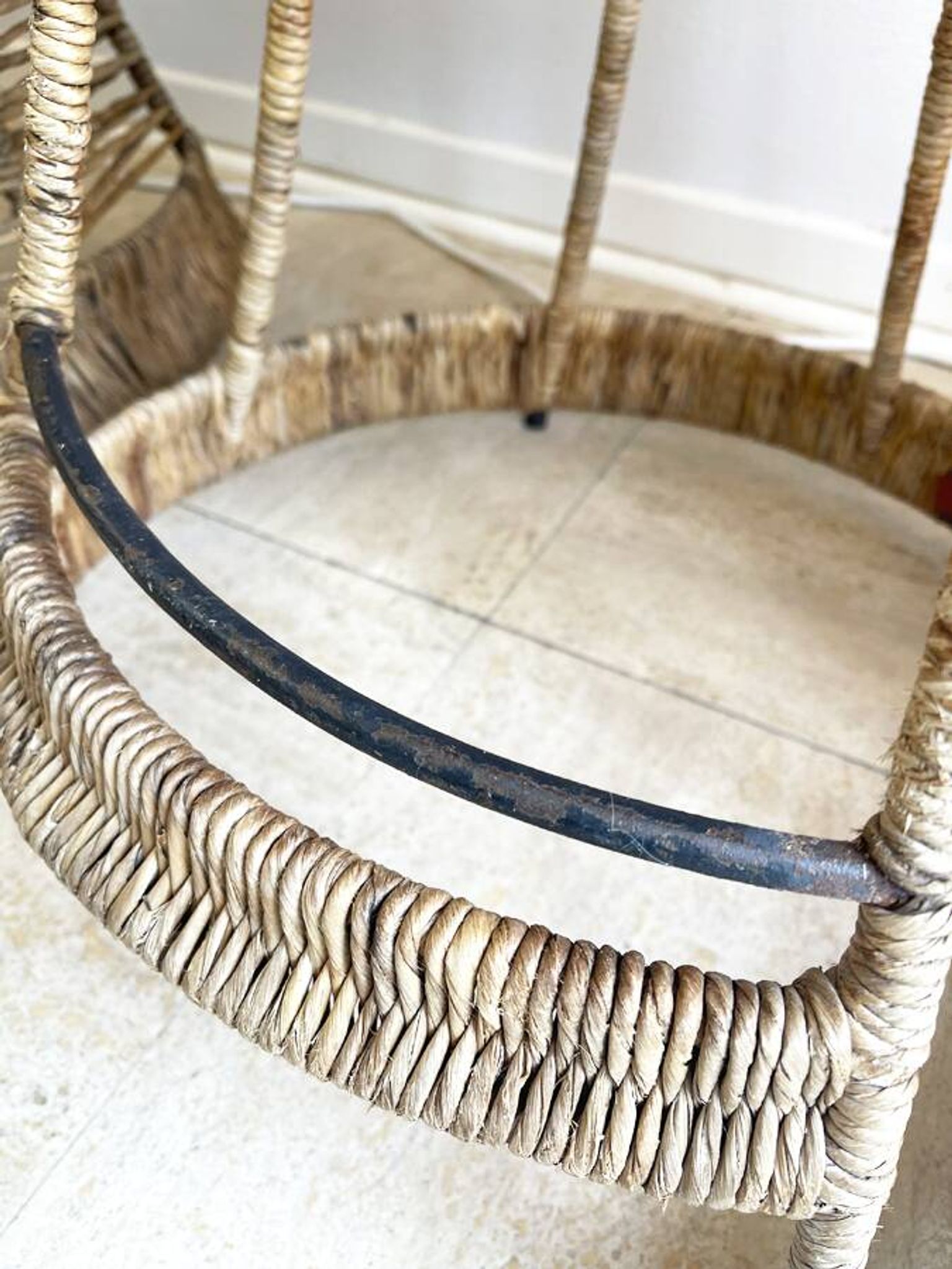 High rattan stool – creation by Roger Coster, 1970