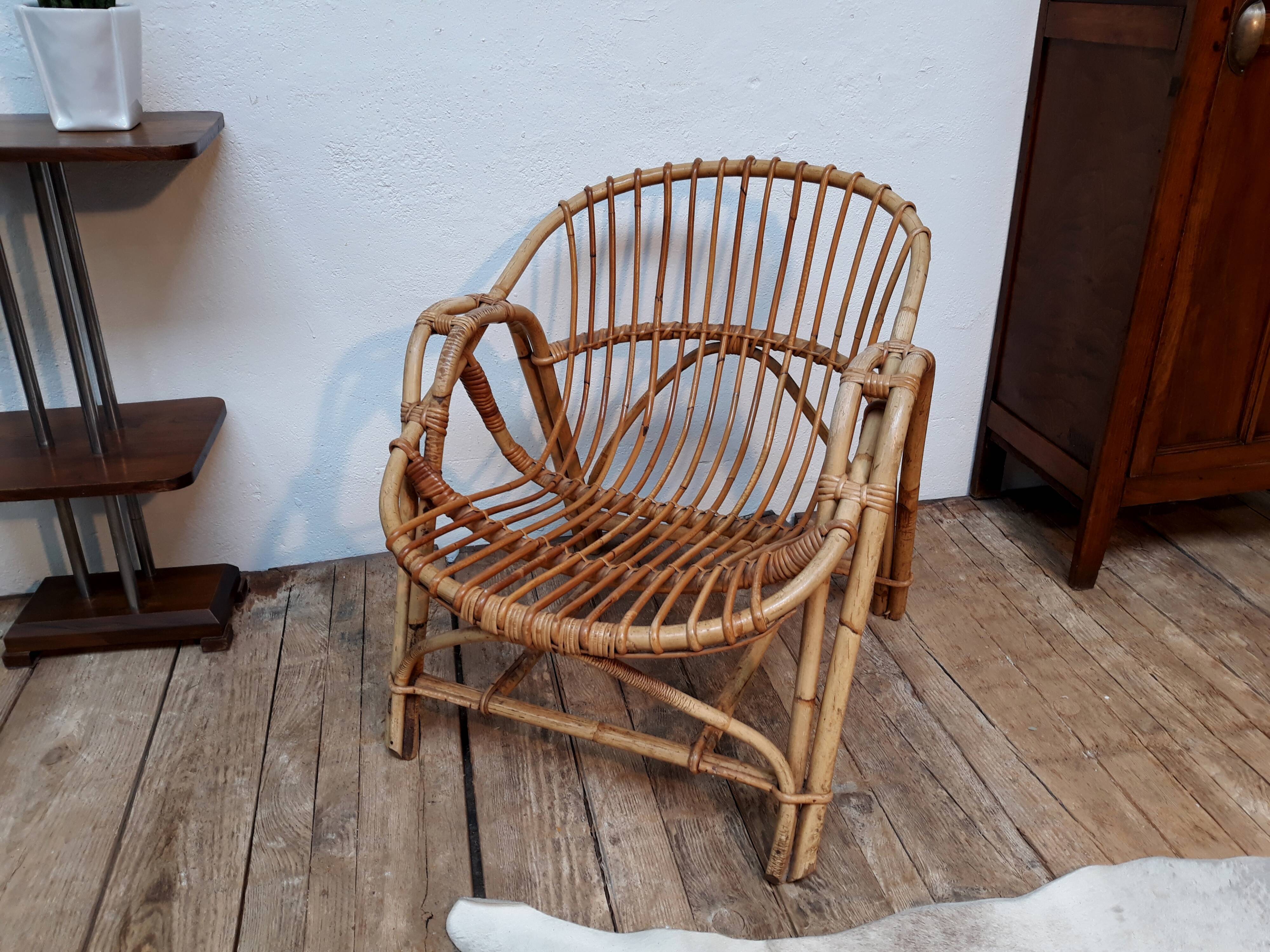 Vintage rattan armchair