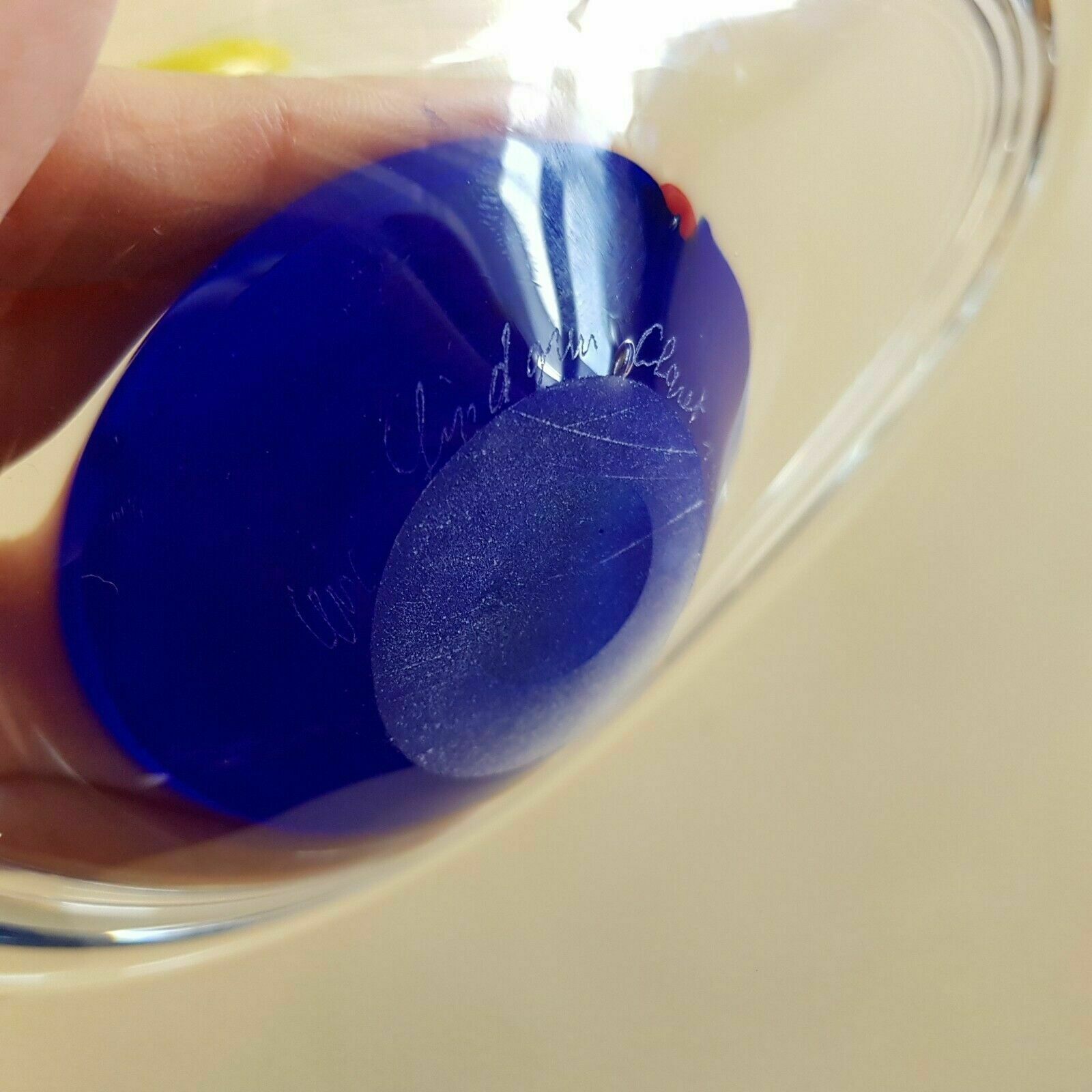 Pair of blown art glass cups by Eric Lindgren Claret