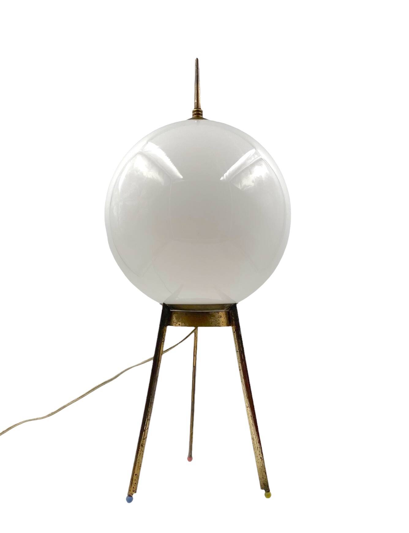 Mid-Century tripod brass table lamp, Lumi Italy 1950s