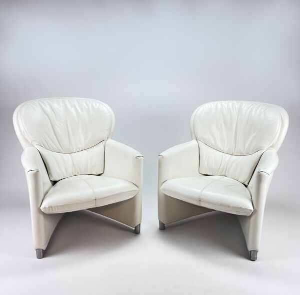 Ensemble de 2 fauteuils Leolux Excalibur blancs de Jan Armgardt, années 1990