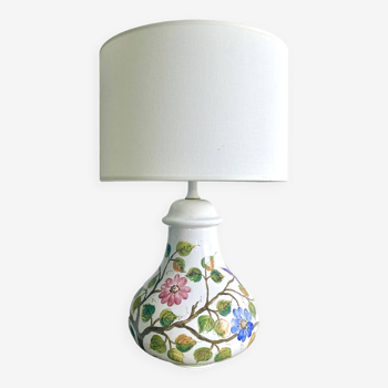 Lampe céramique, câble tissu 250 cm, abat-jour coton