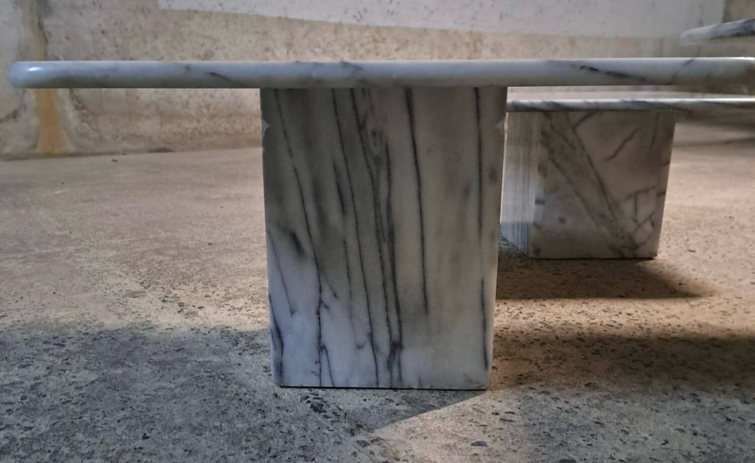 Trio vintage nesting coffee table square marble carrara calacatta white italian