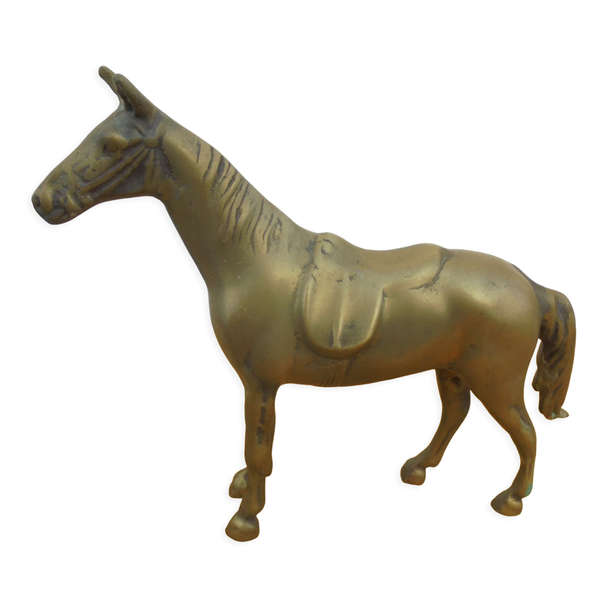Brass saddled horse