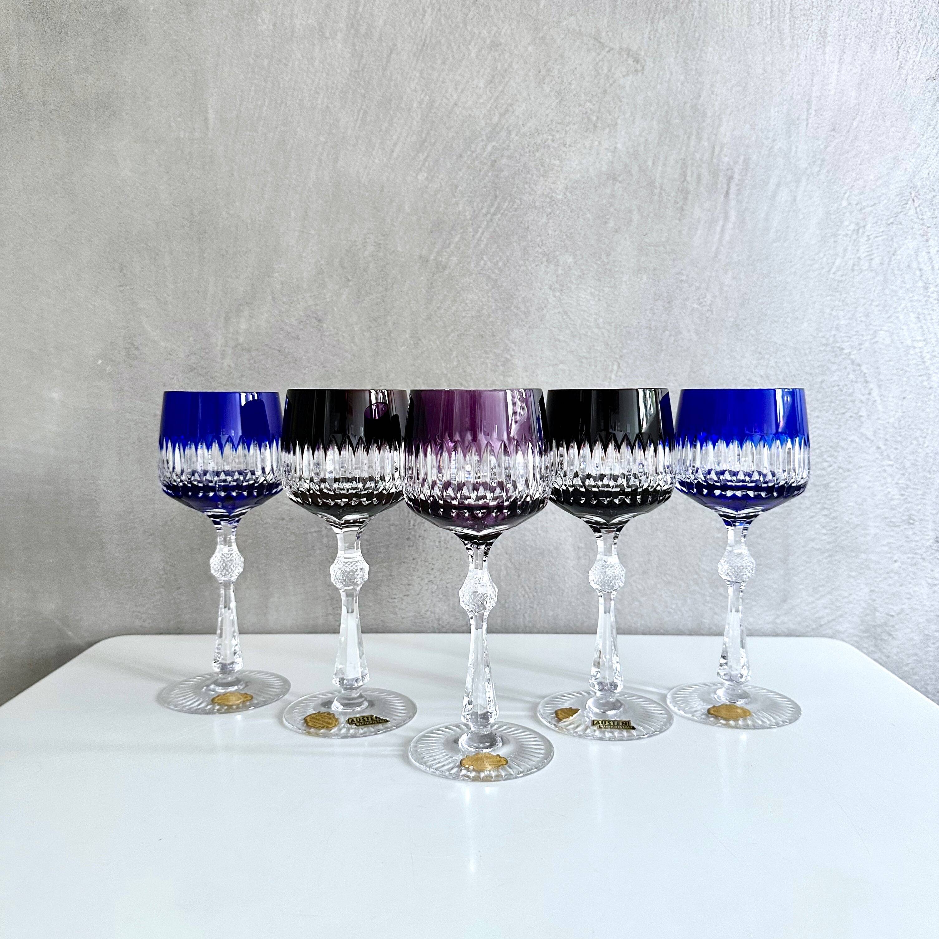 Collection of 5 lead crystal glasses "Austen Bodenmais", coloured glass