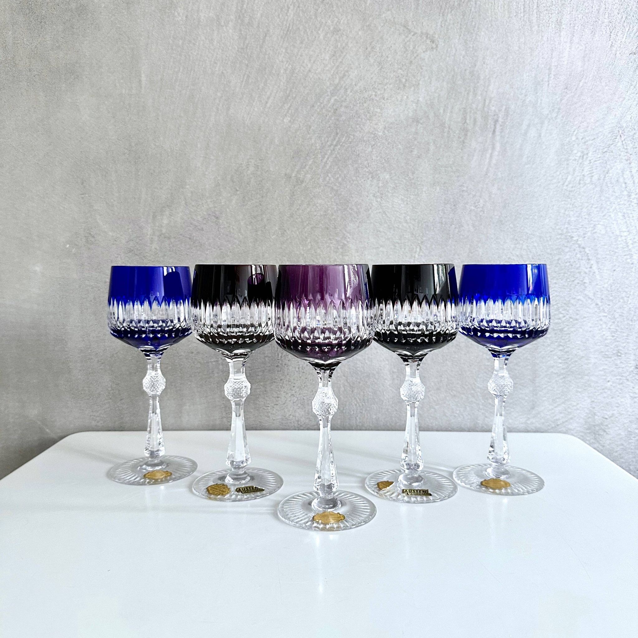 Collection of 5 lead crystal glasses "Austen Bodenmais", coloured glass