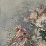 Painting flowers on canvas signed Helman