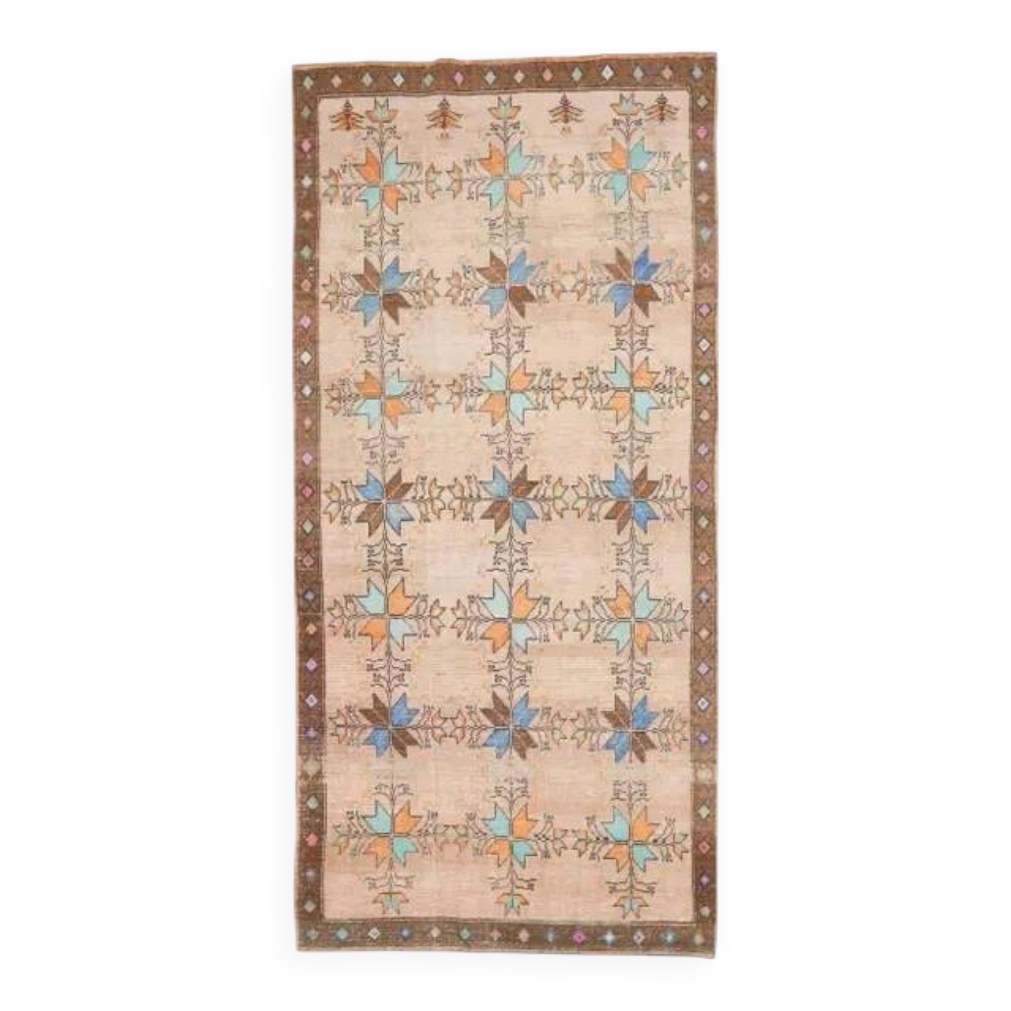 Vintage Turkish Oushak Handmade Wool Cotton Brown Area Rug 156x232