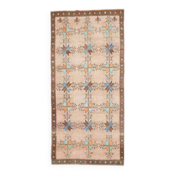 Vintage Turkish Oushak Handmade Wool Cotton Brown Area Rug 156x232
