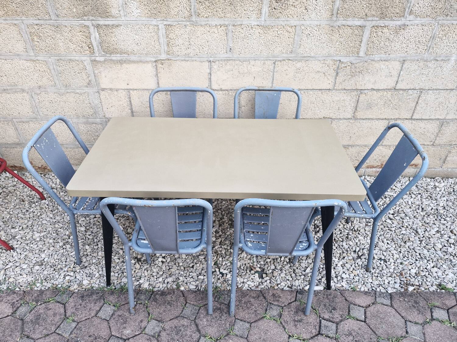 TOLIX, Large Metal Table T55 by Xavier Pauchard France, 1950s