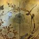 Vintage Chinese cabinet with gold leaf and flowers / oriental cabinet