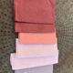 6 large dyed cotton napkins, shades of pink, embroidered and monograms, old, linen